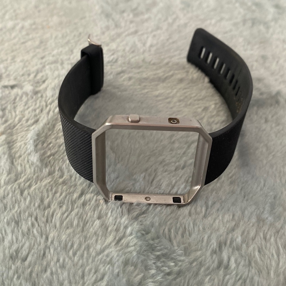 Fitbit Blaze watchband large black original band silver square adjustable band